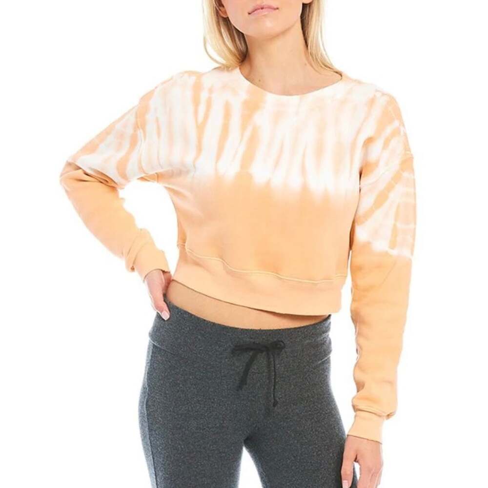 WILDFOX Tie Dye Knit Melon Wash Regal Long Sleeve Pullover Sweatshirt
